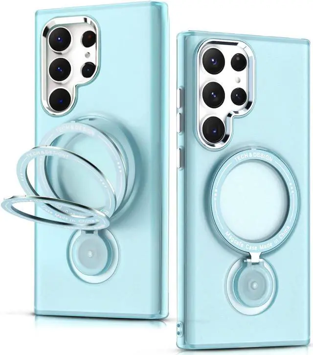 Alt view image 2 of 7 - Candy Series Hybrid Case with MagSafe Magnetic Ring for Samsung Galaxy S22 Ultra 5G - Blue