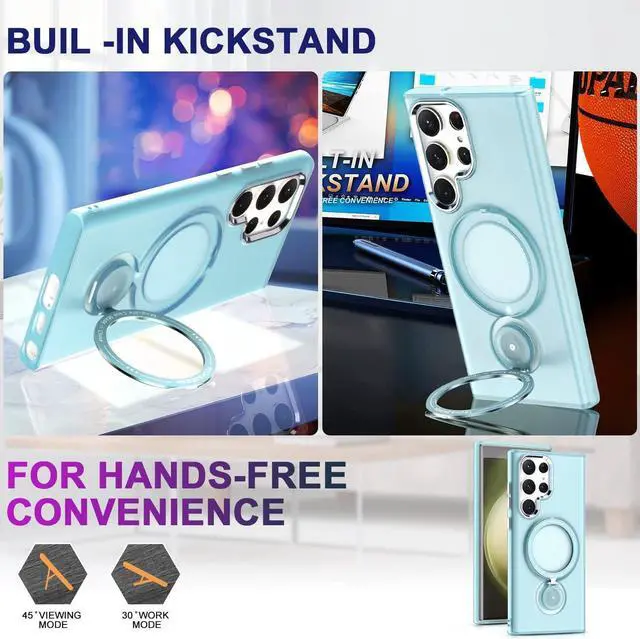 Alt view image 6 of 7 - Candy Series Hybrid Case with MagSafe Magnetic Ring for Samsung Galaxy S22 Ultra 5G - Blue