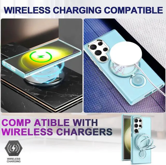 Alt view image 7 of 7 - Candy Series Hybrid Case with MagSafe Magnetic Ring for Samsung Galaxy S22 Ultra 5G - Blue