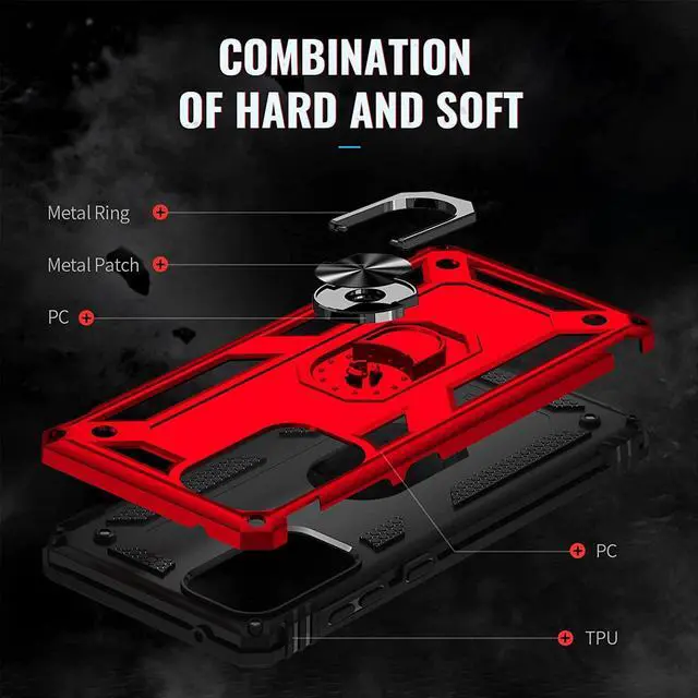 Alt view image 6 of 7 - Military Grade Finger Loop Case with Ring Holder for Samsung Galaxy A53 5G - Red