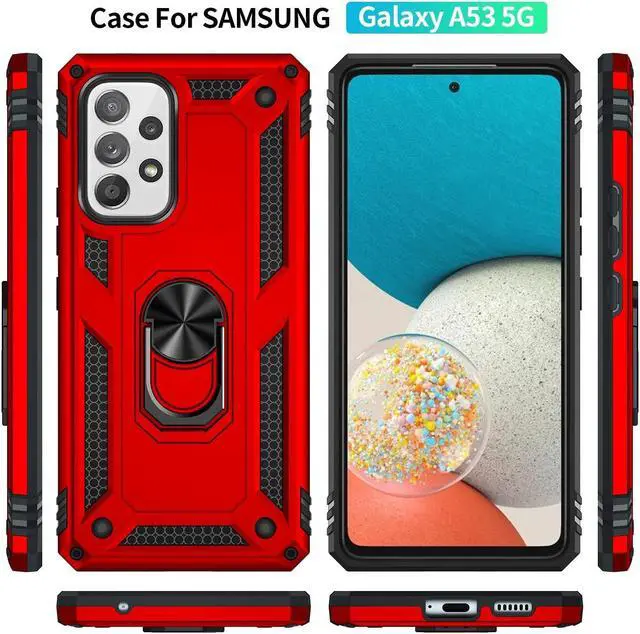 Alt view image 3 of 7 - Military Grade Finger Loop Case with Ring Holder for Samsung Galaxy A53 5G - Red