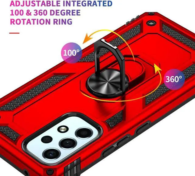 Alt view image 5 of 7 - Military Grade Finger Loop Case with Ring Holder for Samsung Galaxy A53 5G - Red