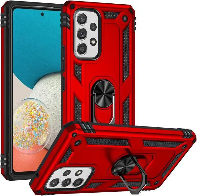 Main image of Military Grade Finger Loop Case with Ring Holder for Samsung Galaxy A53 5G - Red