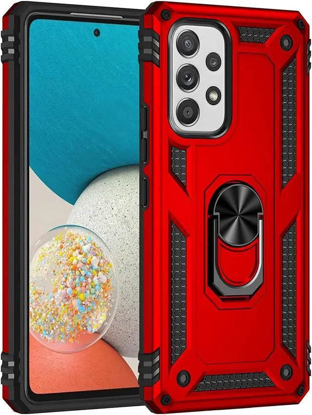 Alt view image 7 of 7 - Military Grade Finger Loop Case with Ring Holder for Samsung Galaxy A53 5G - Red
