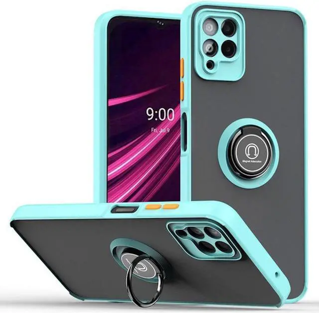 Main image of Transparent Hybrid Case with Ring Grip for T-Mobile REVVL 6 Pro 5G - Baby Blue