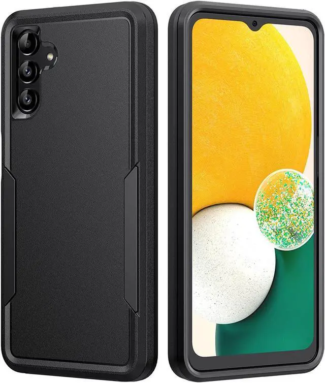 Alt view image 4 of 7 - Military Grade TUFF Hybrid Armor Case and Tempered Glass Screen Protector for Samsung Galaxy A14 5G - Black