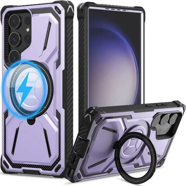Alt view image 2 of 7 - Military Grade Hybrid Case with MagSafe Magnetic Ring for Samsung Galaxy S23 Ultra - Purple