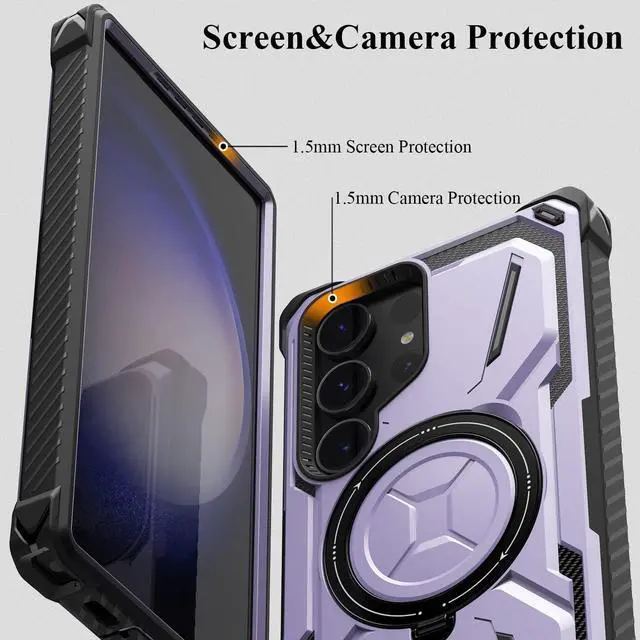Alt view image 7 of 7 - Military Grade Hybrid Case with MagSafe Magnetic Ring for Samsung Galaxy S23 Ultra - Purple