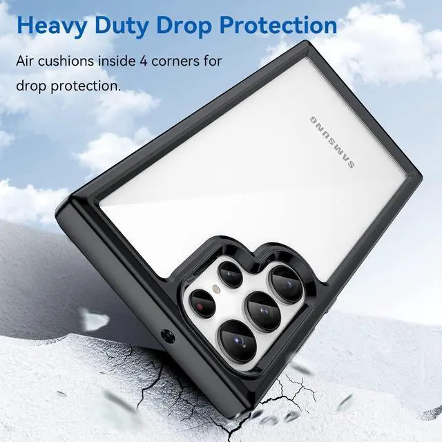 Alt view image 2 of 7 - Fusion Shield Tough Snap-on Transparent Case for Samsung Galaxy S23 Ultra - Black