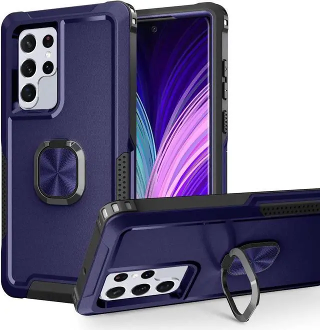 Main image of Military Grade TUFF Hybrid Case with Ring Grip for Samsung Galaxy S23 - Navy Blue