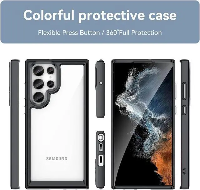 Alt view image 3 of 7 - Fusion Shield Tough Snap-on Transparent Case for Samsung Galaxy S23 Ultra - Black