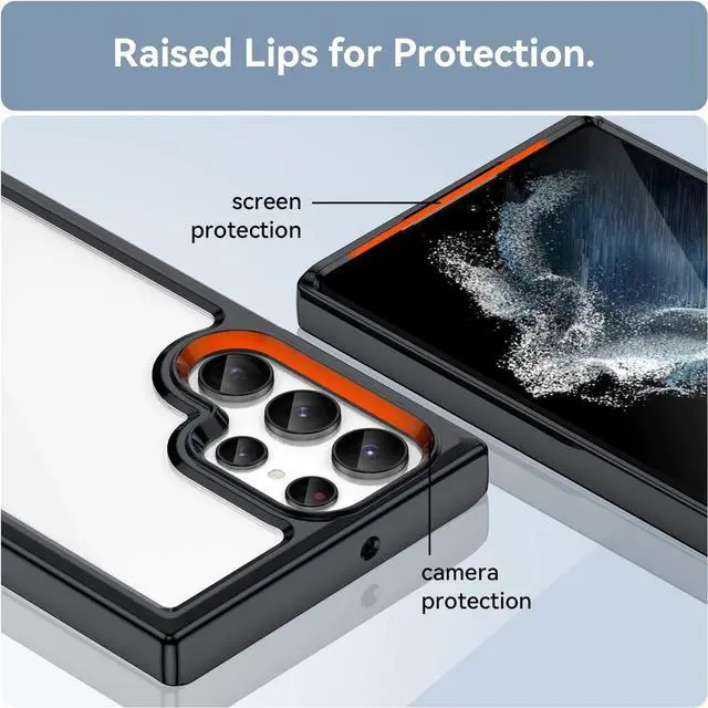 Alt view image 4 of 7 - Fusion Shield Tough Snap-on Transparent Case for Samsung Galaxy S23 Ultra - Black