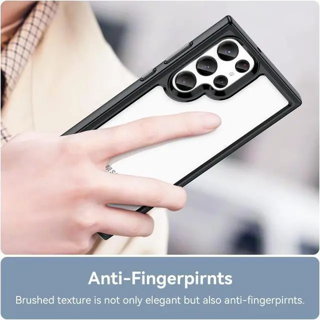 Alt view image 6 of 7 - Fusion Shield Tough Snap-on Transparent Case for Samsung Galaxy S23 Ultra - Black