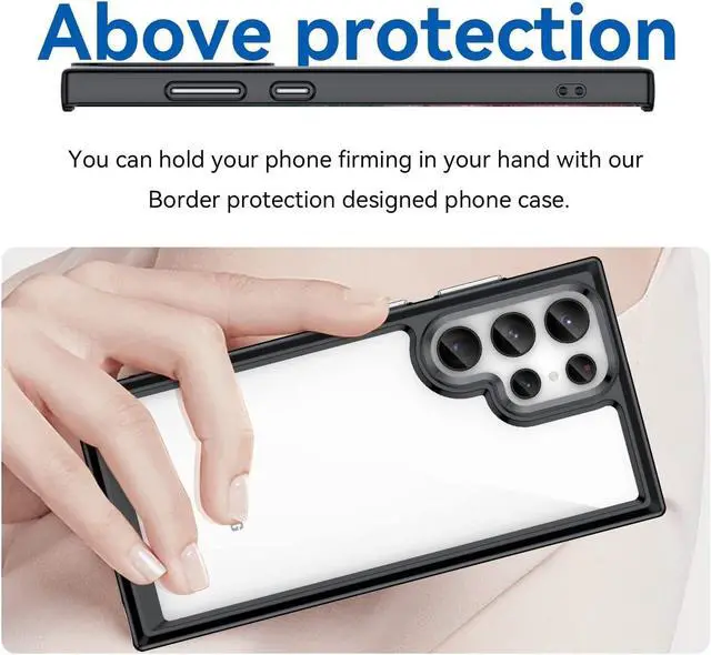 Alt view image 5 of 7 - Fusion Shield Tough Snap-on Transparent Case for Samsung Galaxy S23 Ultra - Black