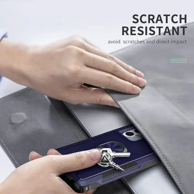 Alt view image 7 of 7 - Military Grade TUFF Hybrid Case with Ring Grip for Samsung Galaxy S23 - Navy Blue