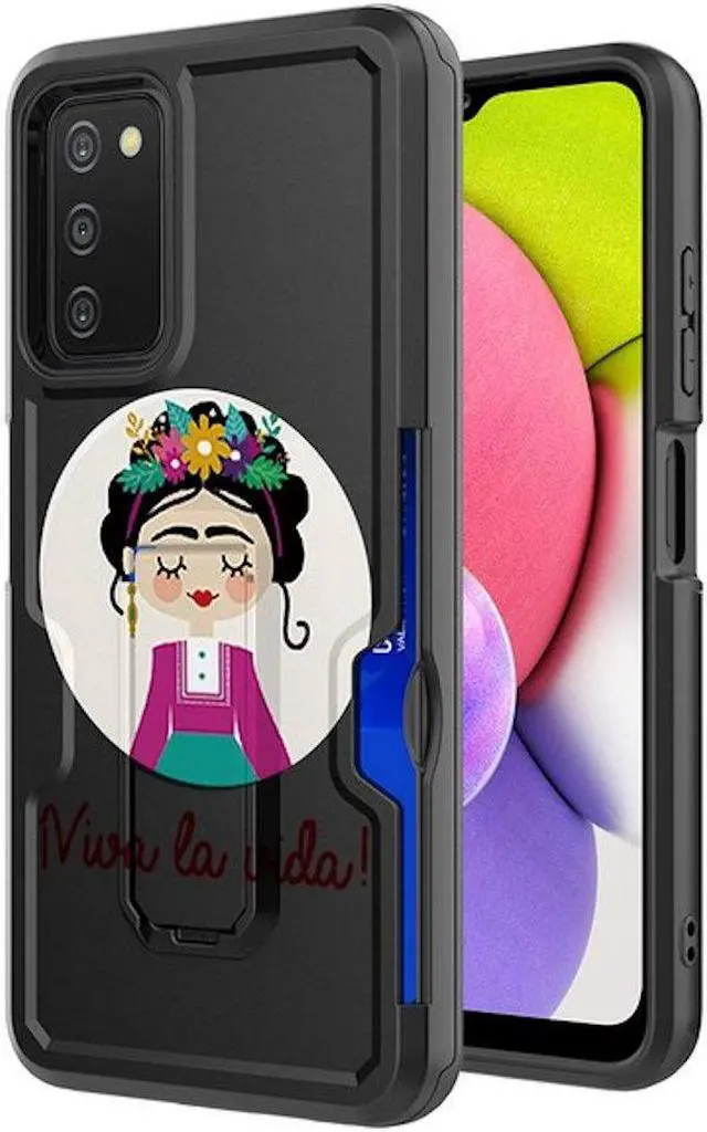 Main image of Ultra Rugged Hybrid Kickstand Case with Card Slot for Samsung Galaxy A03s - Viva la Vida