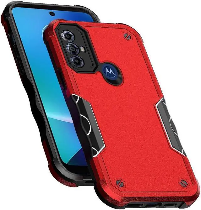 Alt view image 4 of 4 - Military Grade Shockproof Hybrid Armor Case for Motorola Moto G Play 2023 - Red