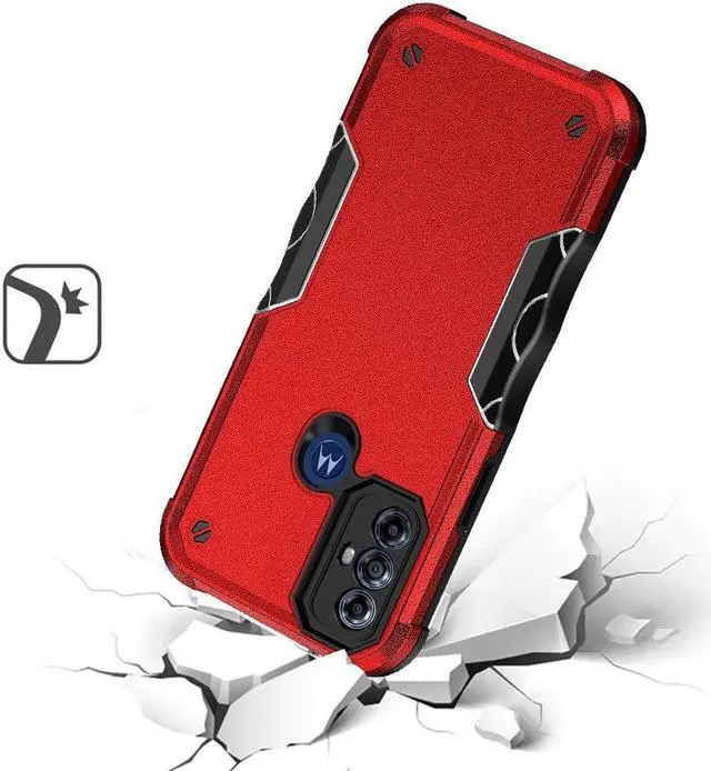 Alt view image 2 of 4 - Military Grade Shockproof Hybrid Armor Case for Motorola Moto G Play 2023 - Red