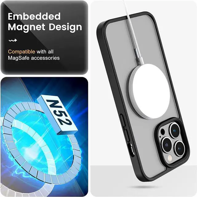 Alt view image 2 of 7 - MagSafe Compatible Premium Hybrid Protective Case for iPhone 14 Pro - Black