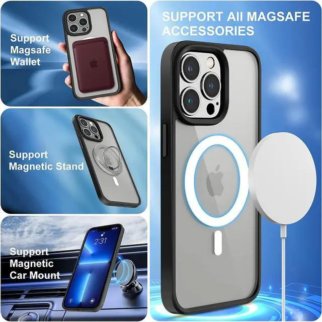Alt view image 3 of 7 - MagSafe Compatible Premium Hybrid Protective Case for iPhone 14 Pro - Black