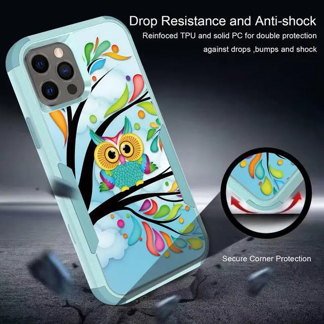Alt view image 2 of 6 - Military Grade TUFF Hybrid Armor Case for iPhone 14 Pro - Owl
