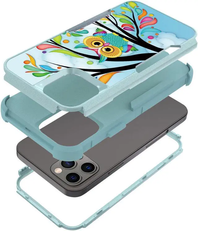 Alt view image 6 of 6 - Military Grade TUFF Hybrid Armor Case for iPhone 14 Pro - Owl