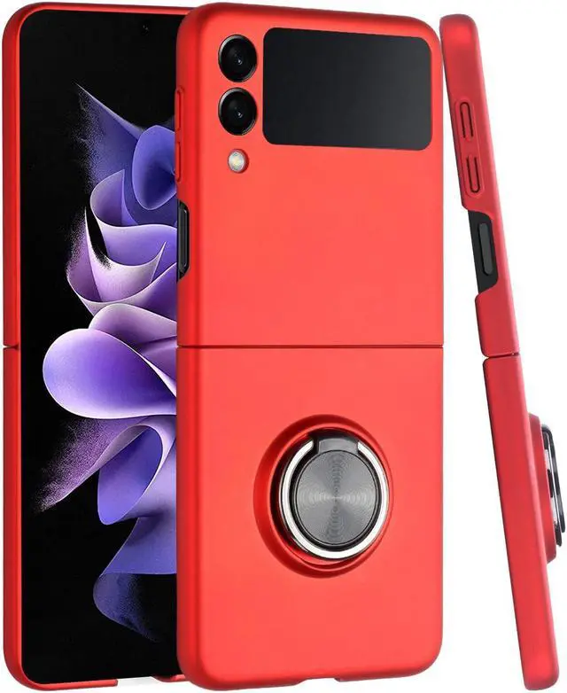 Main image of Slim Protective Cover with Ring Grip for Samsung Galaxy Z Flip 4 - Red