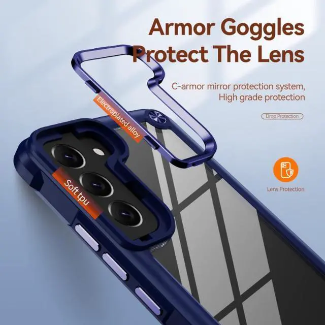 Alt view image 5 of 7 - Tough Shield Snap-on Transparent Case for Samsung Galaxy S23 - Blue