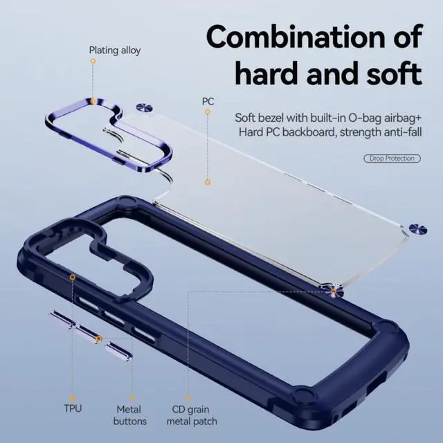 Alt view image 4 of 7 - Tough Shield Snap-on Transparent Case for Samsung Galaxy S23 - Blue