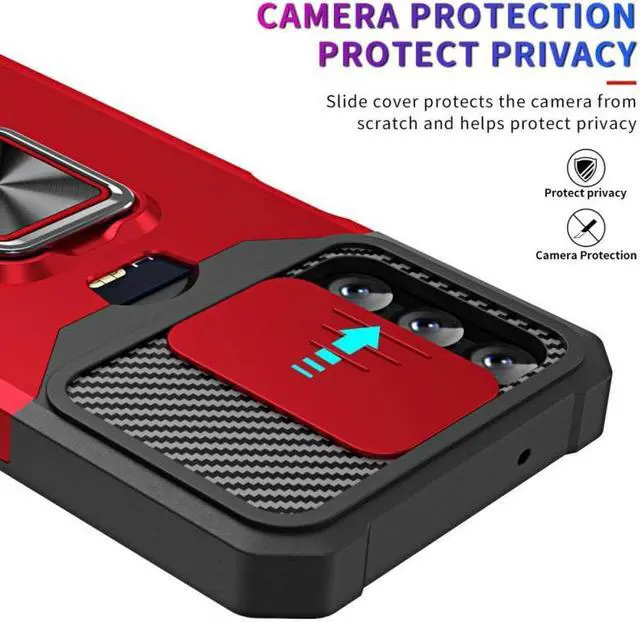 Alt view image 5 of 7 - Military Grade All-In-One Ring Stand Card Case for Samsung Galaxy A54 5G - Red