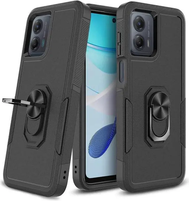 Main image of Military Grade TUFF Shockproof Hybrid Armor Case with Ring Grip for Motorola Moto G 5G 2023 - Black