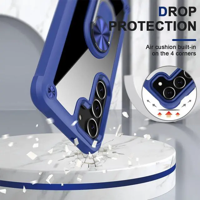 Alt view image 2 of 7 - Tough Shield Snap-on Transparent Case with Ring Grip for Samsung Galaxy S23 - Blue