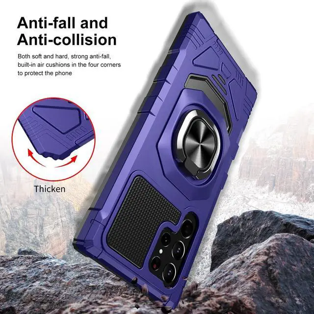 Alt view image 2 of 6 - Robotic Series Hybrid Case with Ring Grip for Samsung Galaxy S23 Ultra - Purple