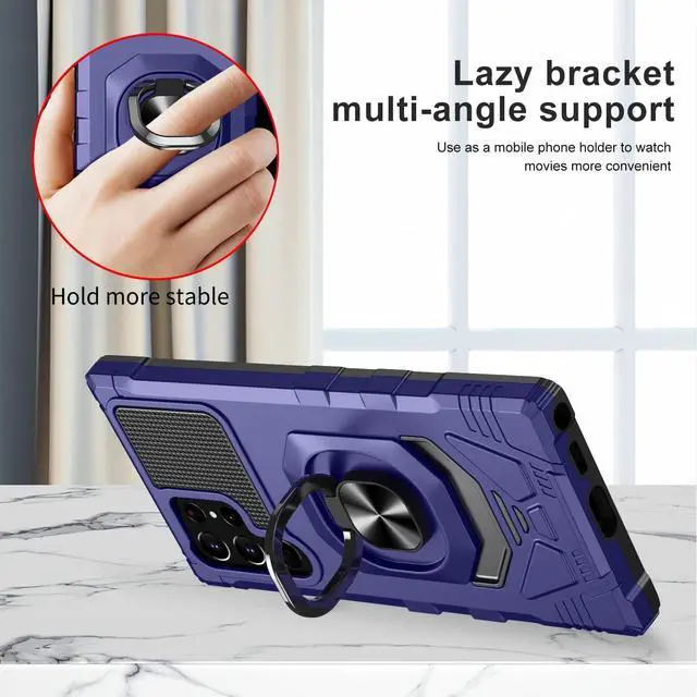 Alt view image 3 of 6 - Robotic Series Hybrid Case with Ring Grip for Samsung Galaxy S23 Ultra - Purple