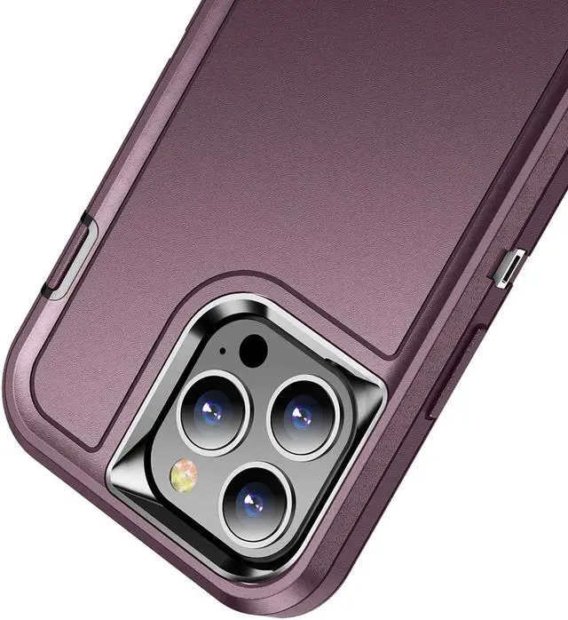 Alt view image 3 of 6 - Military Grade TUFF Hybrid Armor Case with Kickstand for iPhone 14 Pro Max - Burgundy