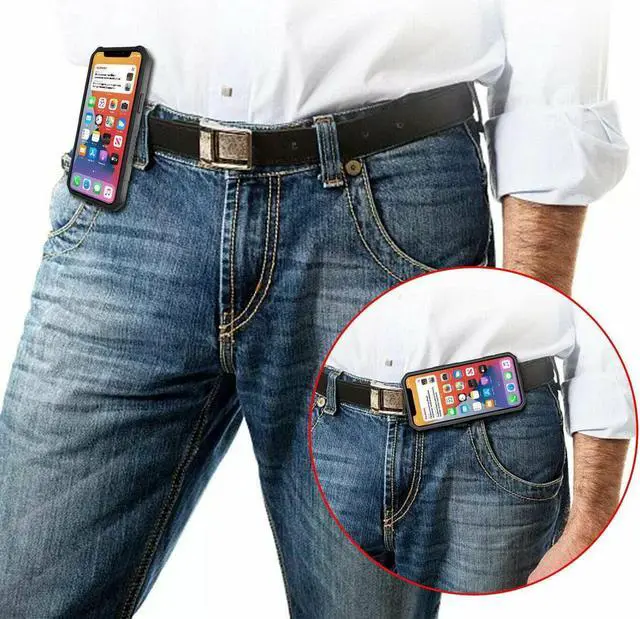 Alt view image 2 of 7 - Military Grade Hybrid Armor Case with Integrated Belt Clip and Kickstand for iPhone 14 Pro - Navy Blue