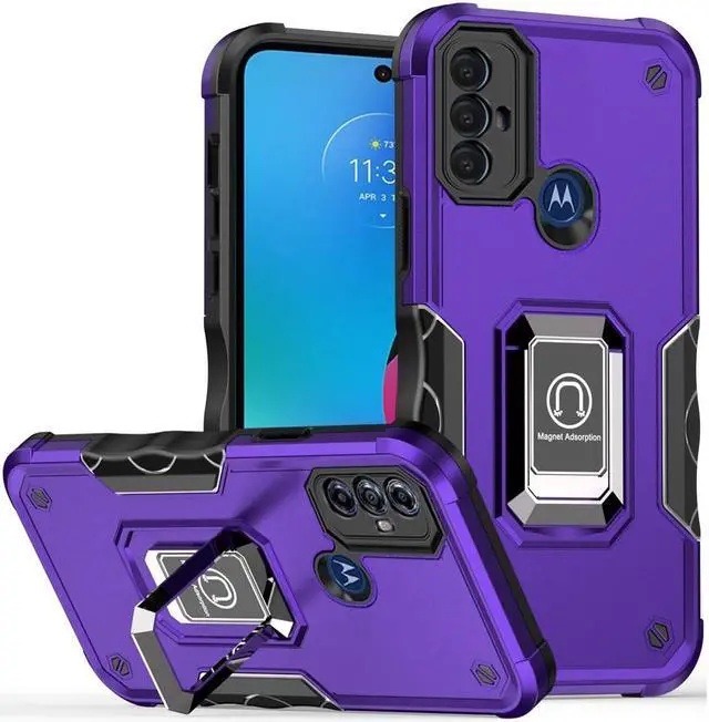 Main image of Military Grade Shockproof Hybrid Armor Case with Ring Grip for Motorola Moto G Play 2023 - Purple