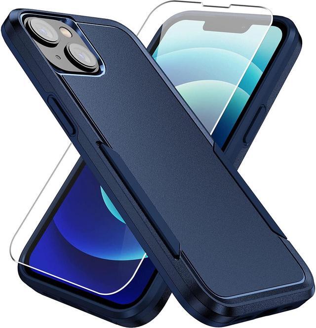 Main image of TUFF Hybrid Armor Case and Tempered Glass Screen Protector for iPhone 14 Plus - Navy Blue