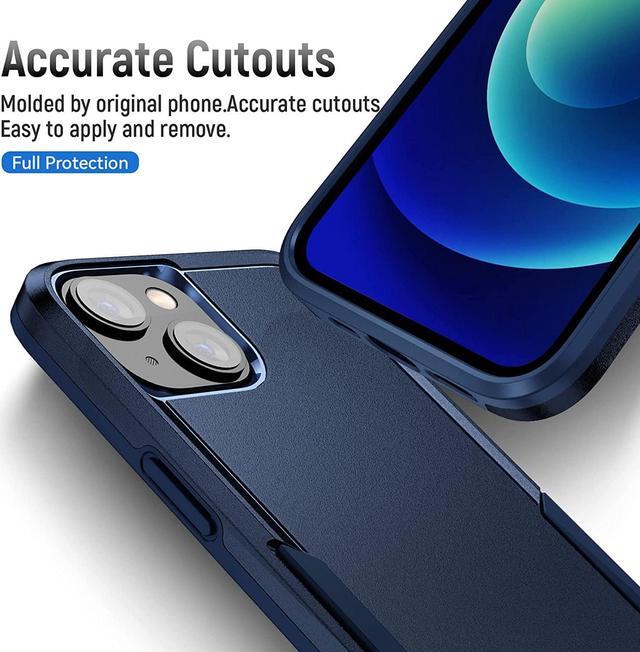 Alt view image 6 of 7 - TUFF Hybrid Armor Case and Tempered Glass Screen Protector for iPhone 14 Plus - Navy Blue
