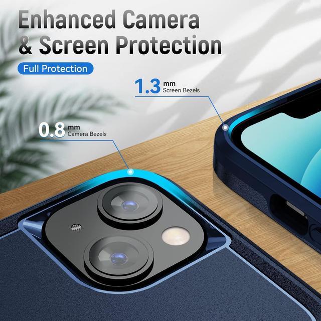Alt view image 4 of 7 - TUFF Hybrid Armor Case and Tempered Glass Screen Protector for iPhone 14 Plus - Navy Blue