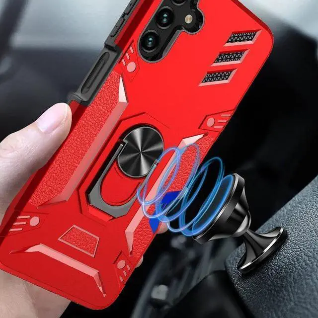 Alt view image 6 of 6 - Tough Ring Holder Case with Card Slot for Samsung Galaxy A13 5G - Red