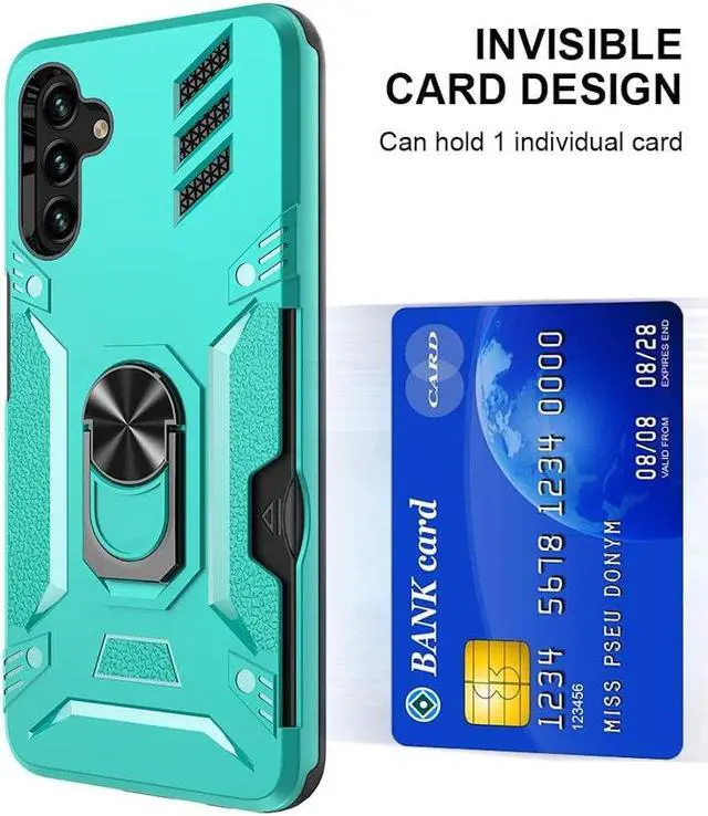 Main image of Tough Ring Holder Case with Card Slot for Samsung Galaxy A13 5G - Teal