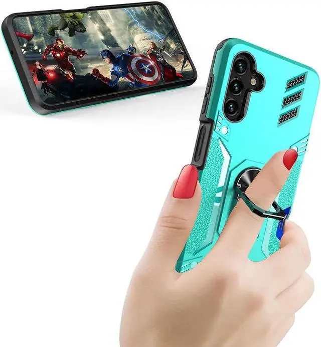 Alt view image 3 of 6 - Tough Ring Holder Case with Card Slot for Samsung Galaxy A13 5G - Teal