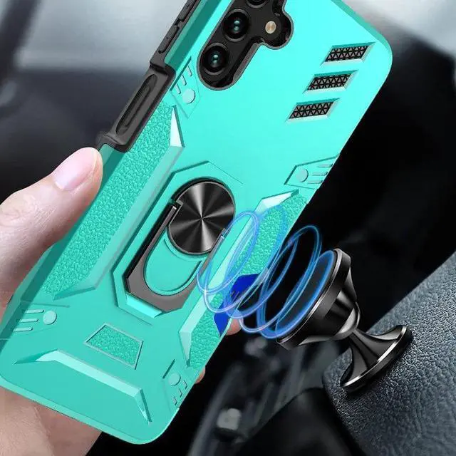 Alt view image 6 of 6 - Tough Ring Holder Case with Card Slot for Samsung Galaxy A13 5G - Teal