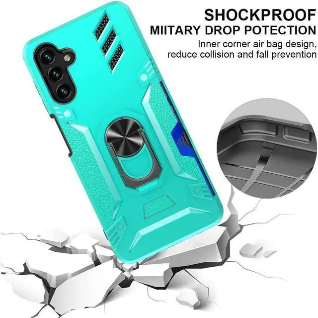 Alt view image 2 of 6 - Tough Ring Holder Case with Card Slot for Samsung Galaxy A13 5G - Teal