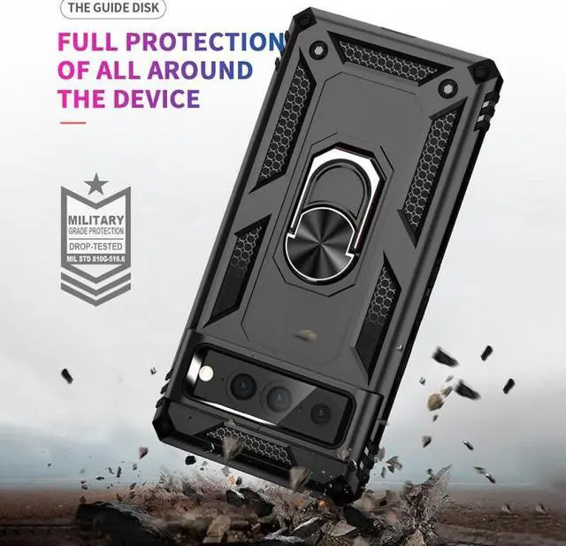 Alt view image 2 of 7 - Military Grade Finger Loop Case with Ring Grip for Google Pixel 7 Pro - Black