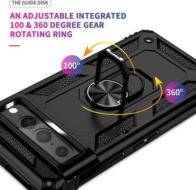 Alt view image 5 of 7 - Military Grade Finger Loop Case with Ring Grip for Google Pixel 7 Pro - Black