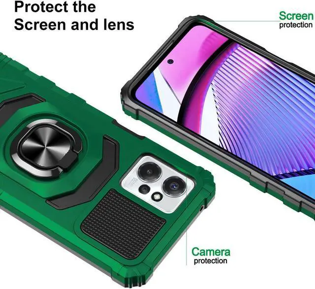 Alt view image 5 of 7 - Robotic Series Hybrid Case with Ring Grip for Motorola Moto G Power 5G 2023 - Green