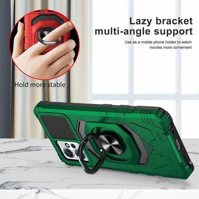Alt view image 4 of 7 - Robotic Series Hybrid Case with Ring Grip for Motorola Moto G Power 5G 2023 - Green