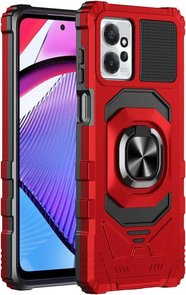 Alt view image 3 of 7 - Robotic Series Hybrid Case with Ring Grip for Motorola Moto G Power 5G 2023 - Red